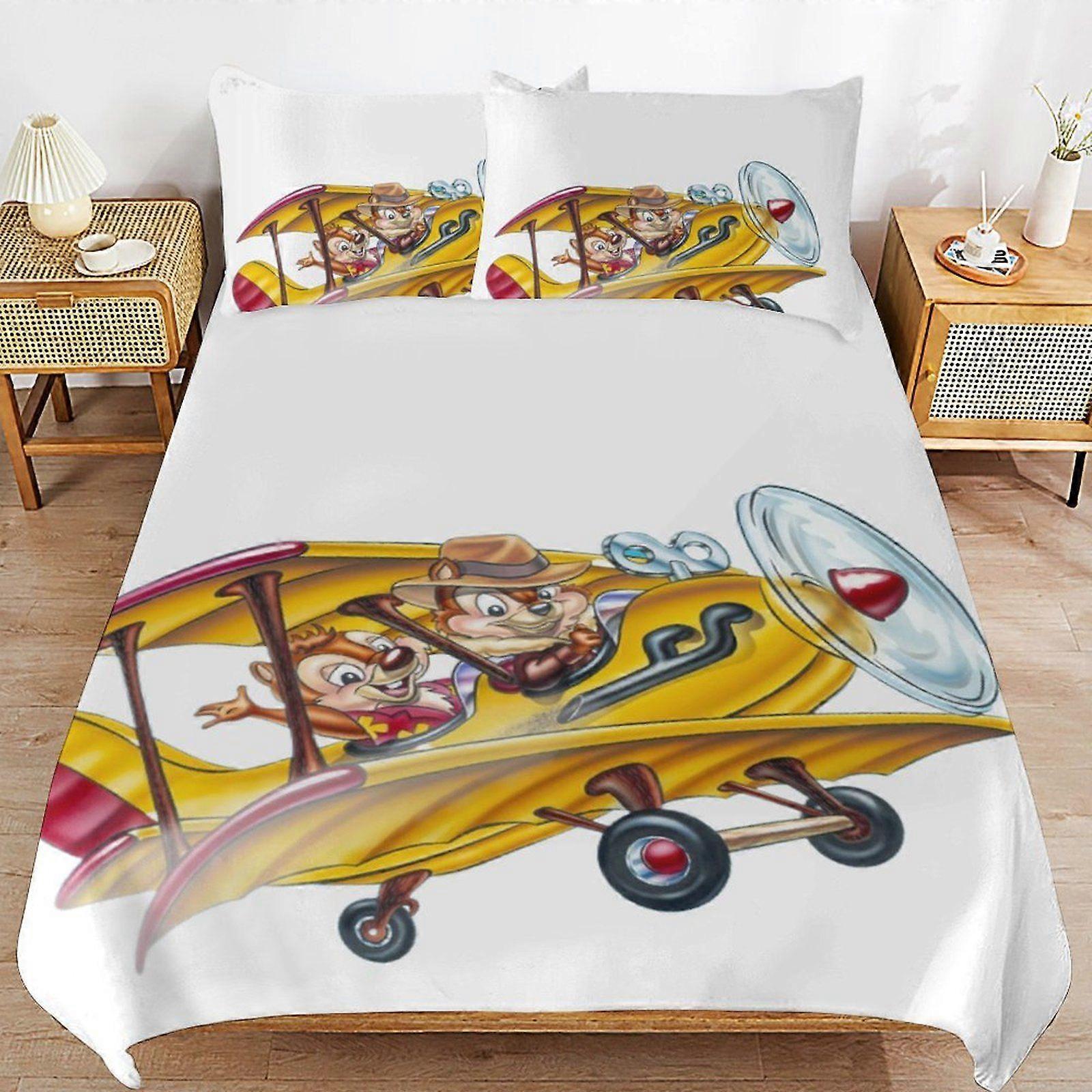 Parure de lit Chip 'n Dale Rescue Rangers, tissu de qualité supérieure, doux au toucher, fermeture éclair facile, durable, pour des nuits reposantes, m169