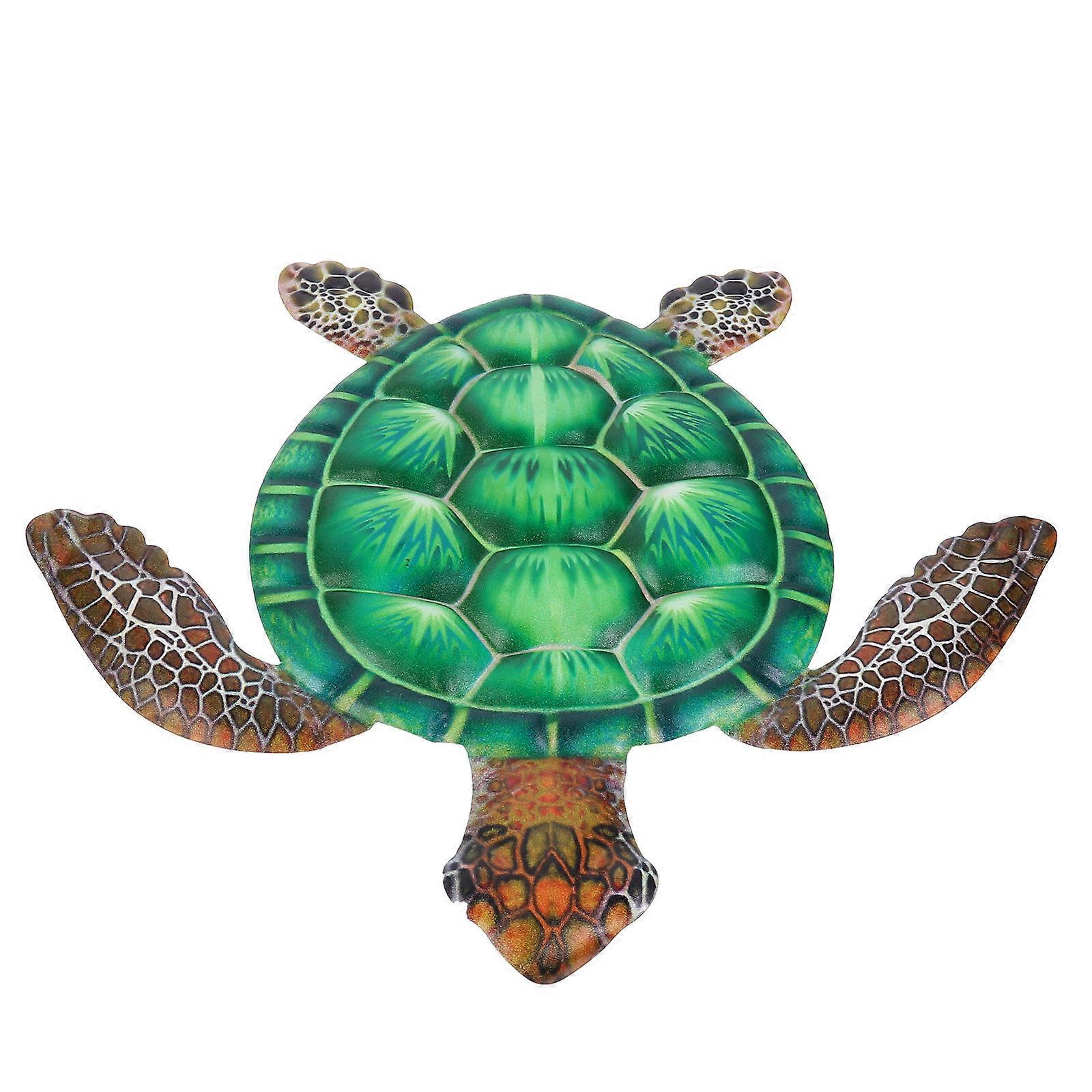 Green Hanging Tortoise Wall Art Decor Iron Pendant 2Pcs Set