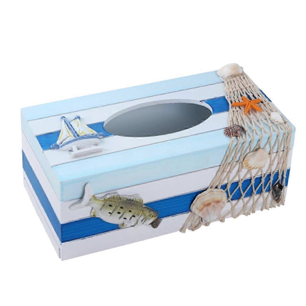 Mediterranean Wooden Tissue Case Decorative Storage Box 3Pcs