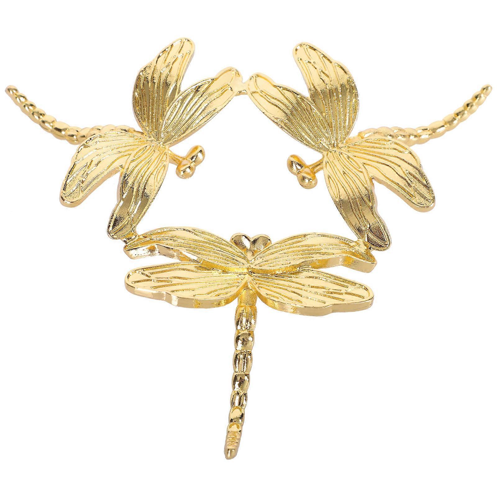 Dragonfly Shape Metal Crystal Ball Holder Display Rack 3Pcs