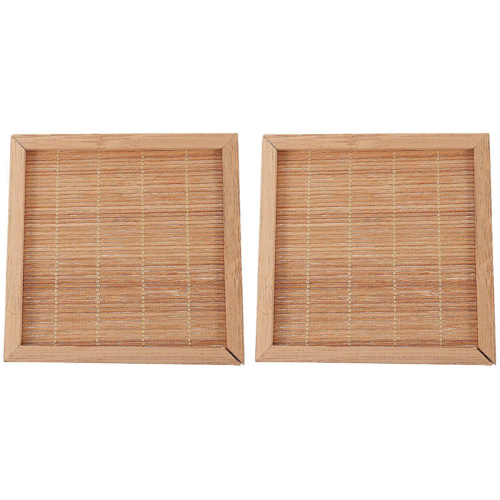 Khaki Bamboo Incense Burner Base for Vase Pot Stand 4 Pieces