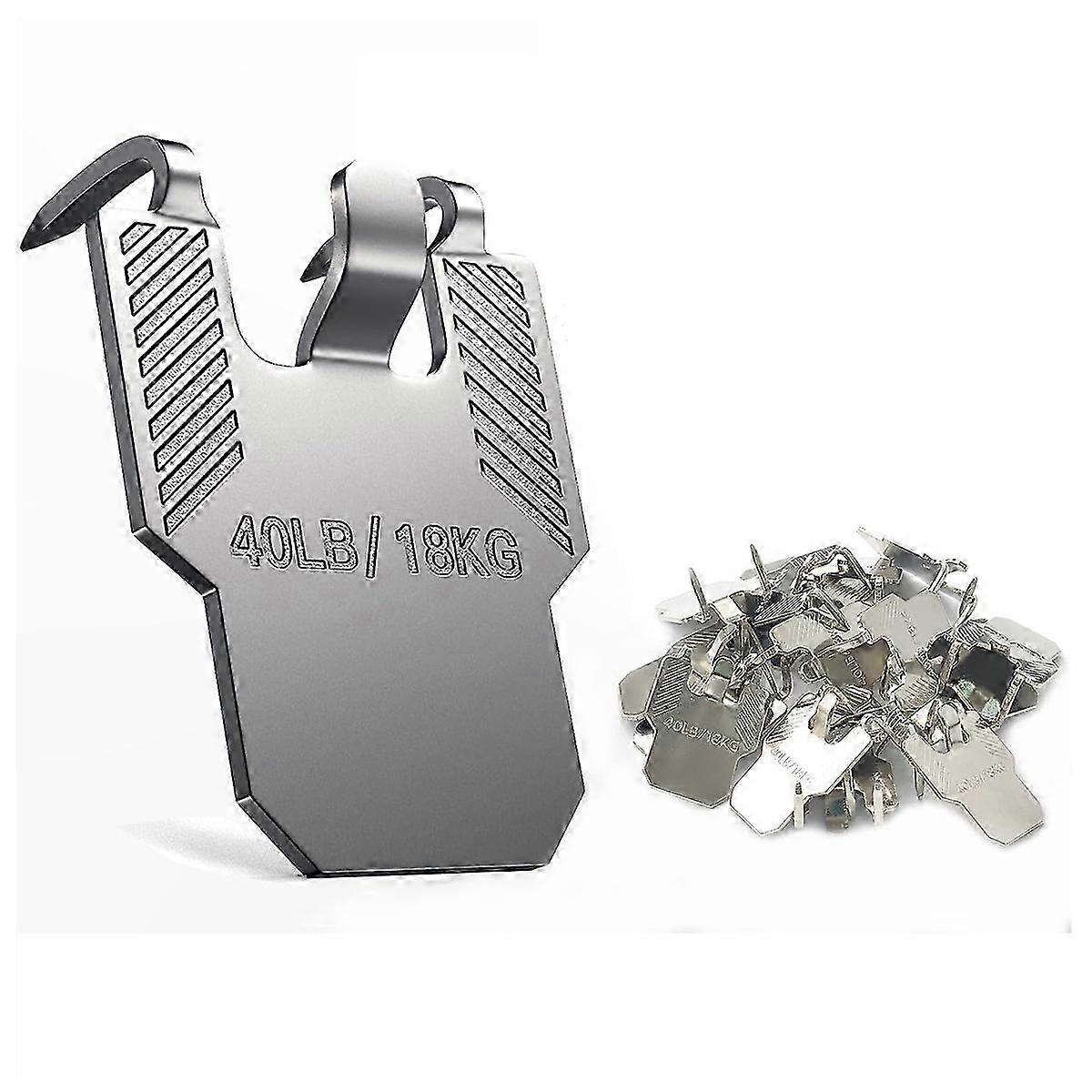 Picture Hanging Hooks 40pcs Silver Steel for Drywall Removable Without Trace Reusable