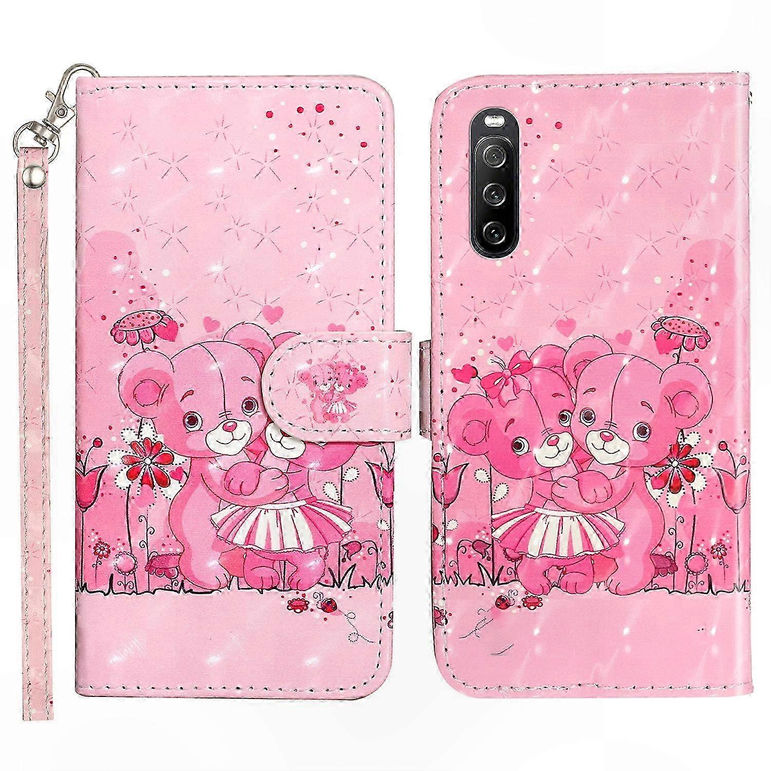 3D Pattern Printed Flip Stand PU Leather Wallet Case with Strap for 6.5-inch Smartphone, Drop-proof Cover Compatible with Multiple Models