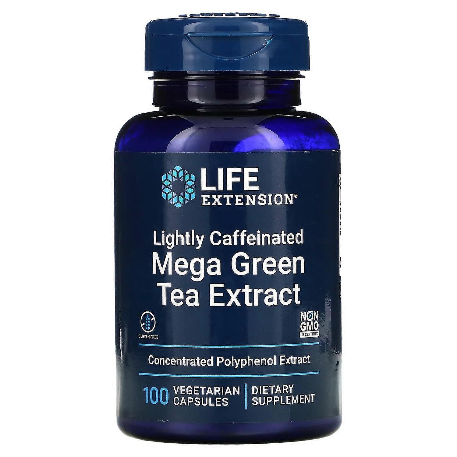 Life Extension, Mega Green Tea Extract, Lightly Caffeinated, 100 Vegetarian Capsules