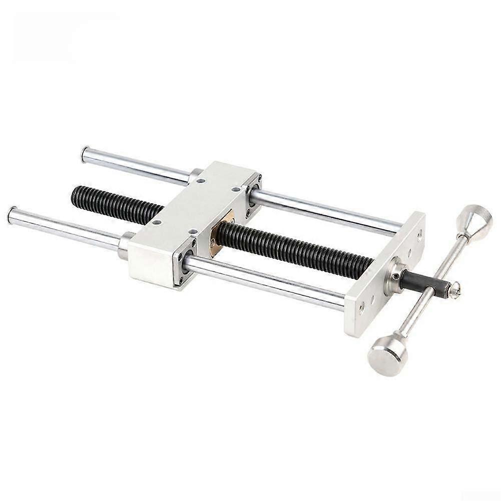 Woodworking Table Vise Clamp With Double Link Mechanism, Non Slip Jaw Pads, Silver For Secure Hold On Workshop Surfaces