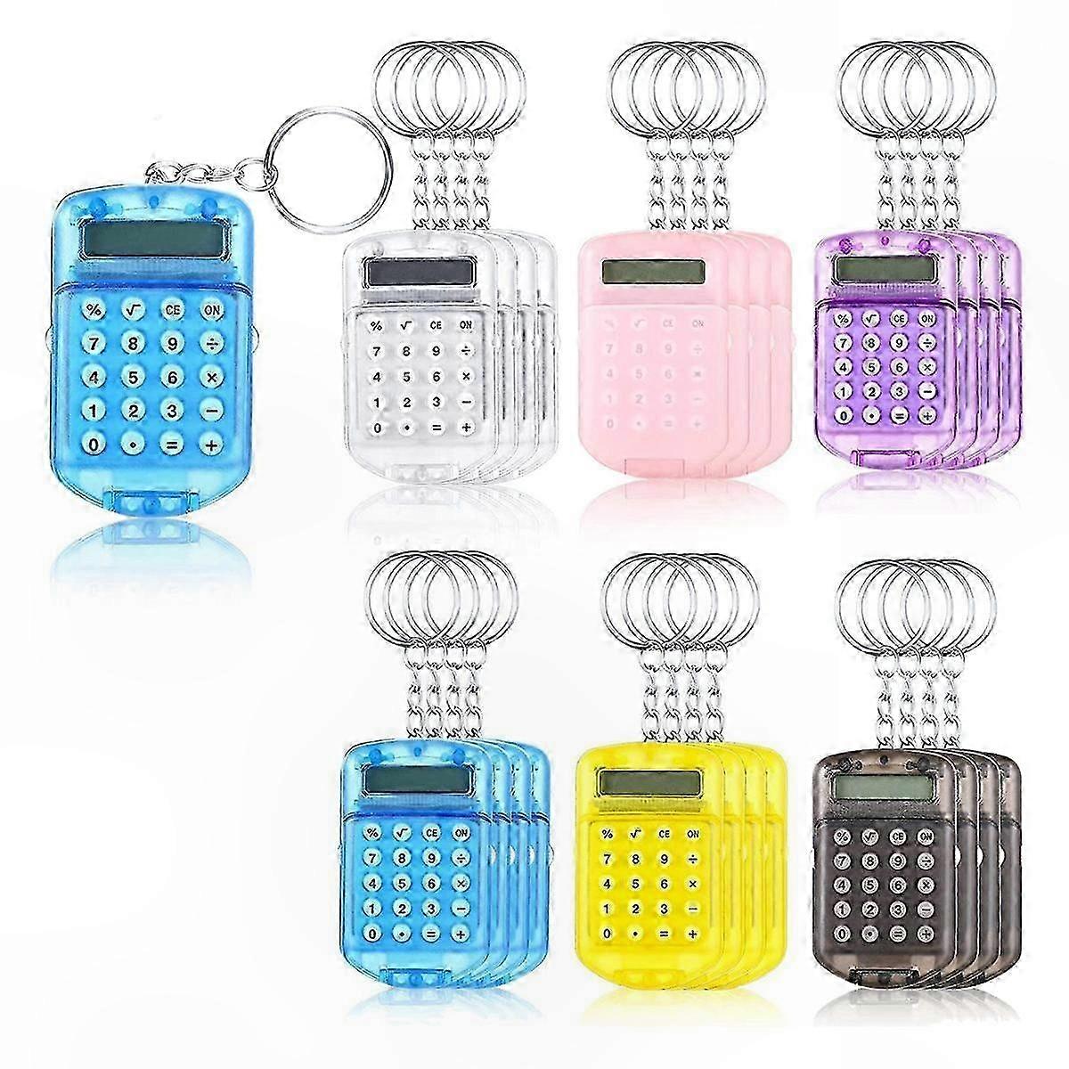 24 Pcs Pocket Calculator Key Ring Mini Clear Flip Portable 8 Digit Electronic Calculator