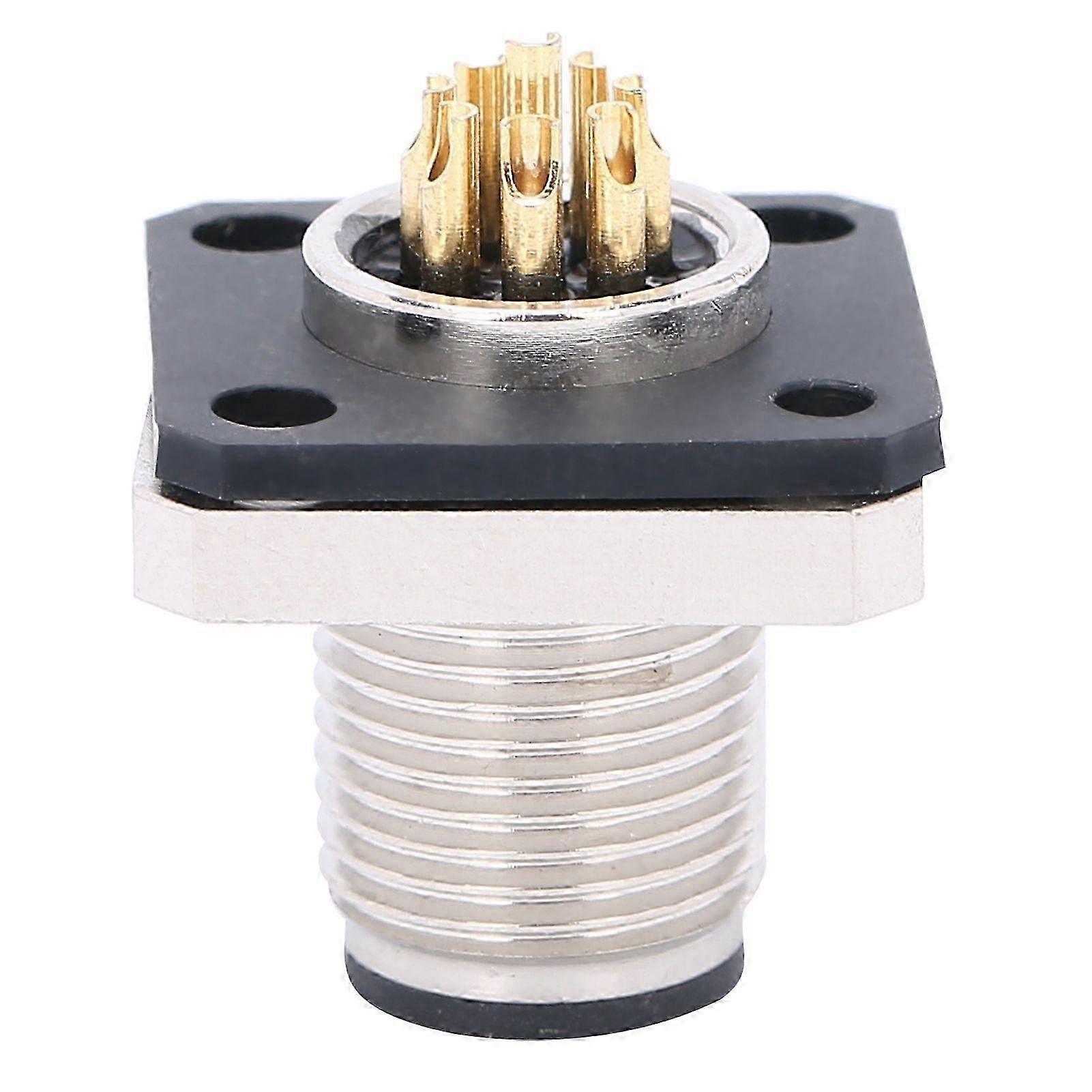 Waterproof Connector 8 Pin Square Flange M12 Thread Cable Aviation Socket M12HP8