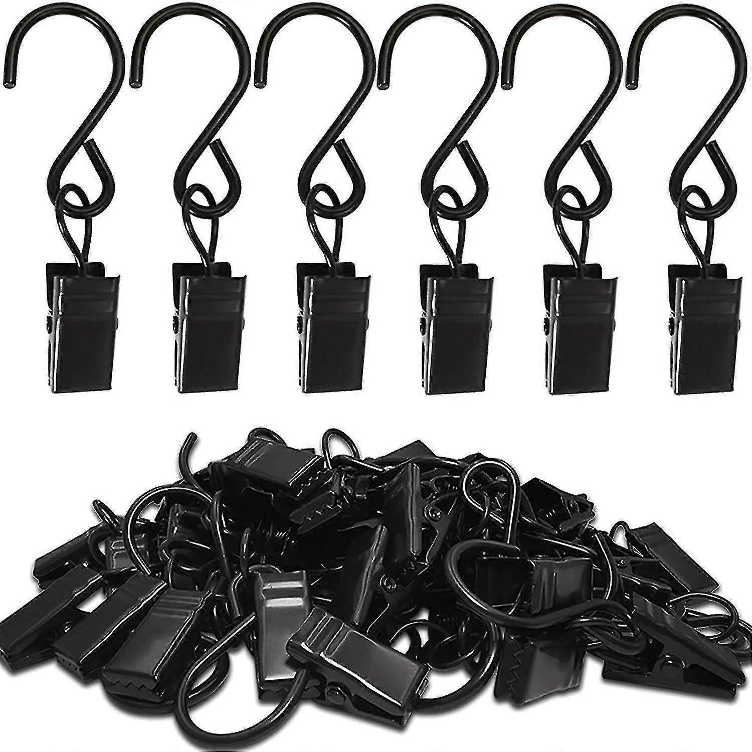 50pcs Stainless Steel S Hooks Curtain Clips