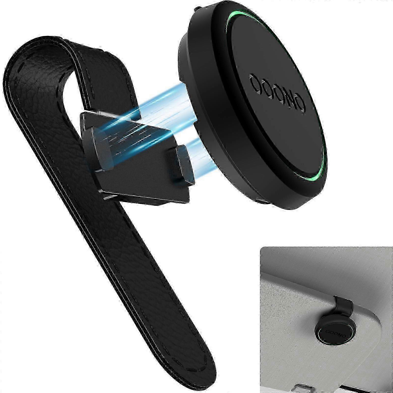 Magnetic Car Sun Visor Mount for OOONO CODriver NO2, Leather Sun Visor Mount with Builtin Magnets, Compatible with OOONO NO2 Speed Camera Alarm