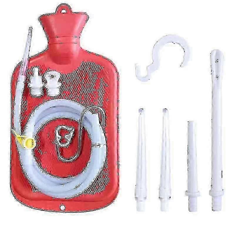 2 L Enema Bag Home Enema Kit with 3 Enema Tips,60 inch Long Silicone Hose, Controlable Water Flow