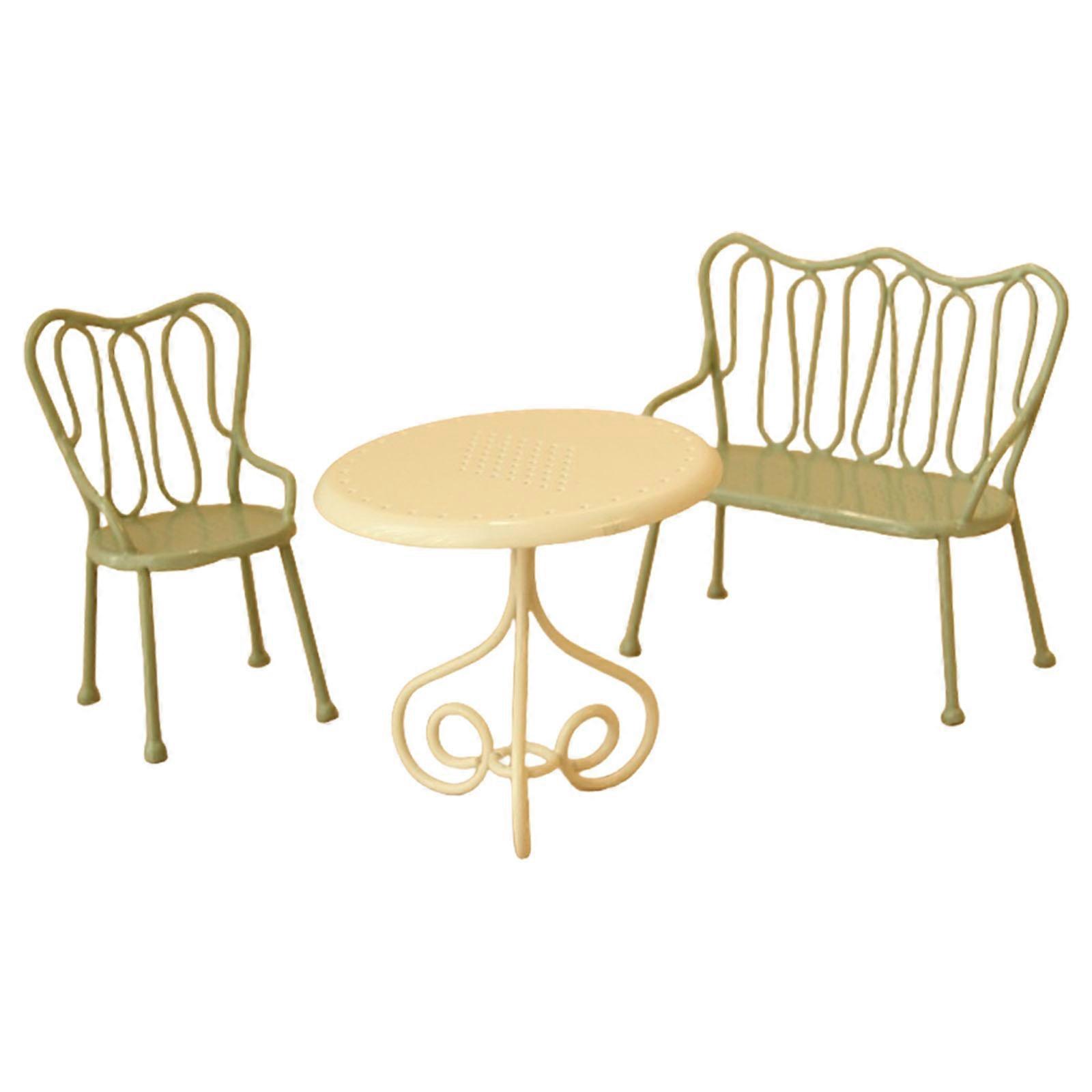 Iron Construction Pretend Dining Table Chair Set For Kids Imaginative Play And Creative Development With Nordic Design  Green