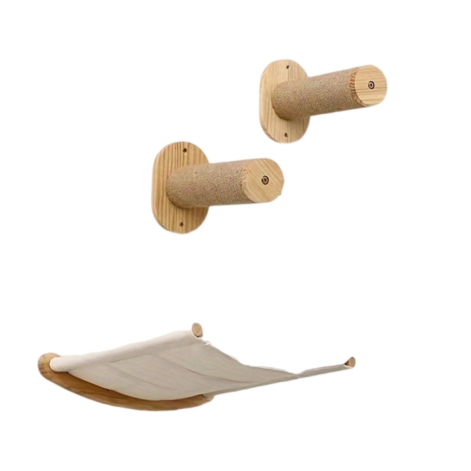 Space Saving Wall Mounted Cats Activity Shelves With Hammock Bed For Scratching And Climbing Indoor Cats Activity Toy Multicolor