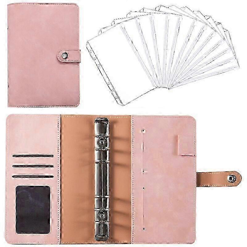 Budget Folders with Zippered Envelopes, A6 PU Leather Notebook Folders 6 Holes BgjZx5FzDw