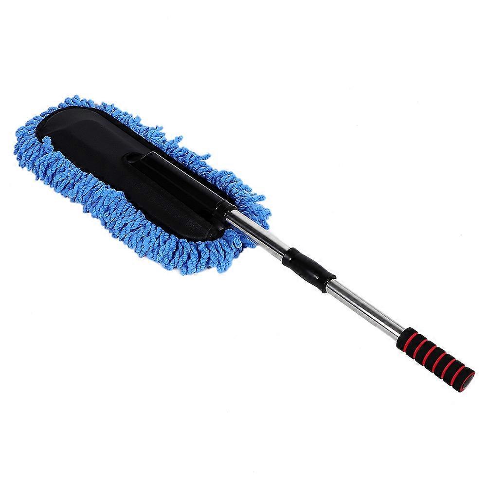 Retractable handle brush for car window dusting and cleaning