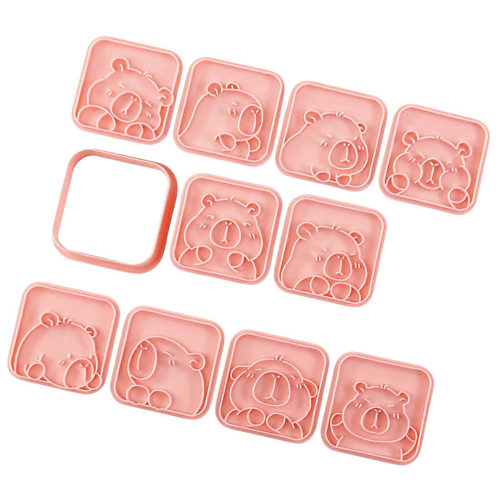 10Pieces  Efficient Capybara Cookie Cutters Biscuits Stamp Set For Creative Baking And DIY Activity In Kitchen Multicolor