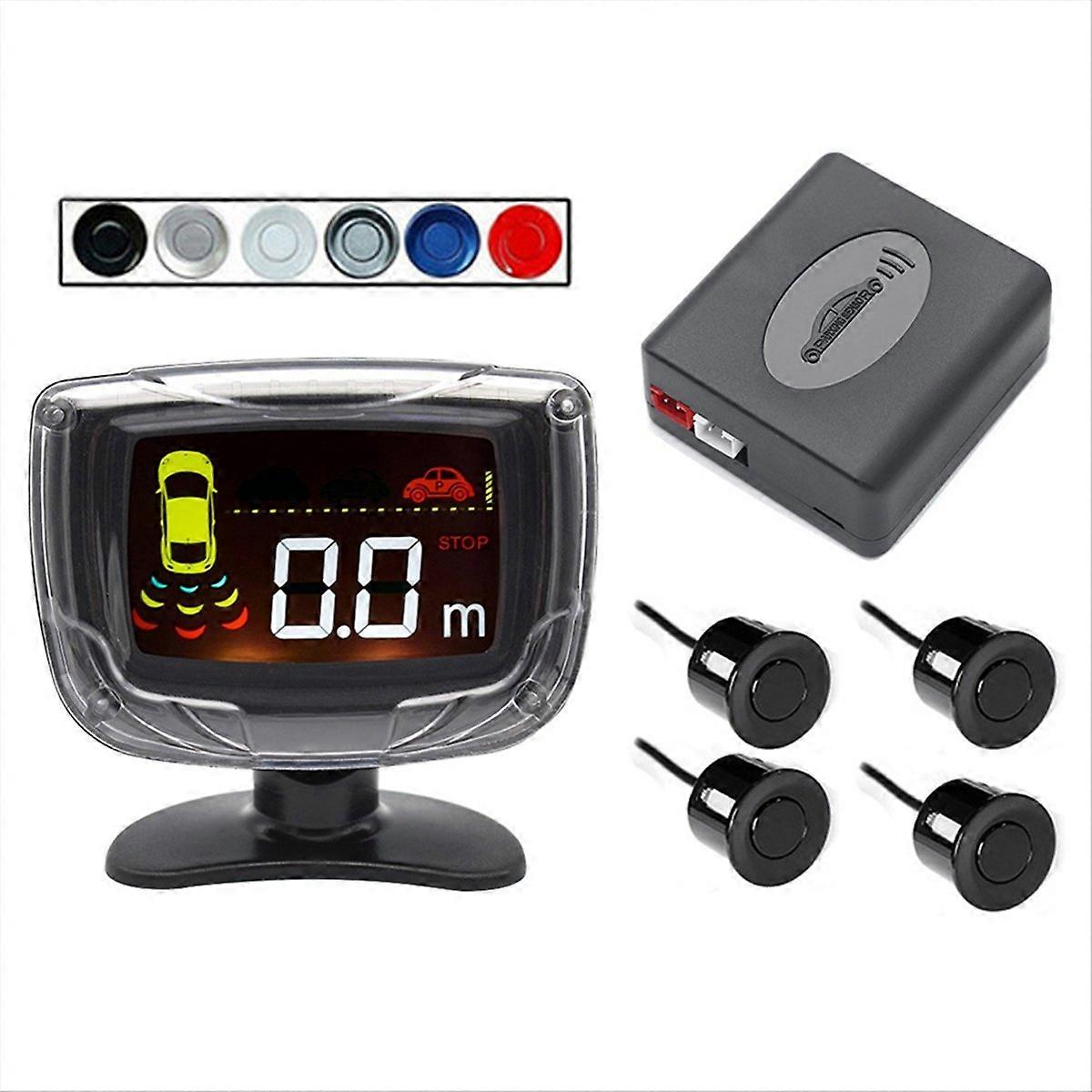 Wireless Parking Sensor Kit LCD Display 4 Radar Probes 65DB Buzzer Alert Reverse Parking Monitoring 