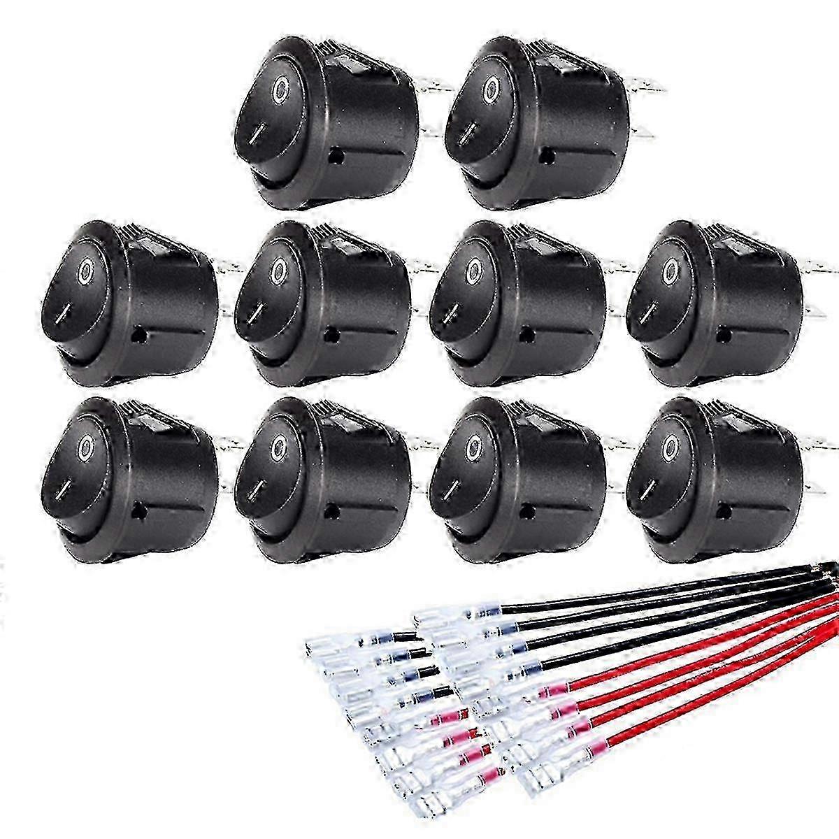 10-Pack Mini Round Rocker Switch ON/OFF - 2 Pin SPST Toggle Button for DIY Projects & Electrical Applications