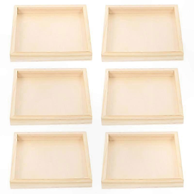 6-Pack Wooden Painting Trays, Stackable Puzzle Sorting Trays for Art Projects