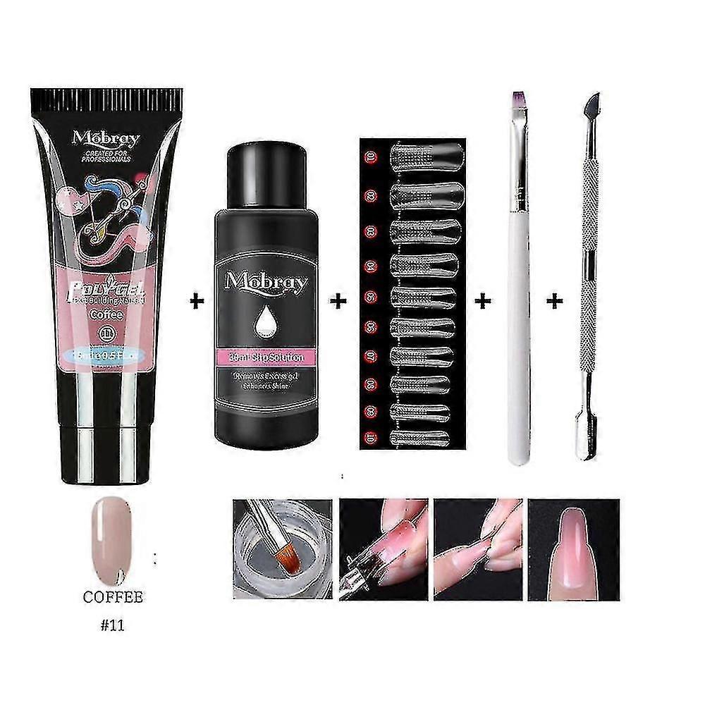 Extension Gel Set mit Nial Tips Dual Form, Qiuck Dry Builder für Maniküre Finger Extend Brush