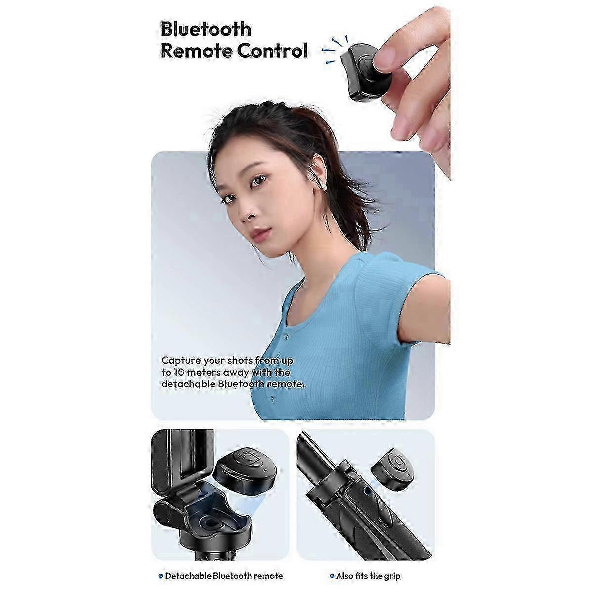 New Magnetic Phone Tripod with Wireless Grip for Selfies and Desktop Use - Compatible with iPhone 16, 15, 14, 13 Pro P