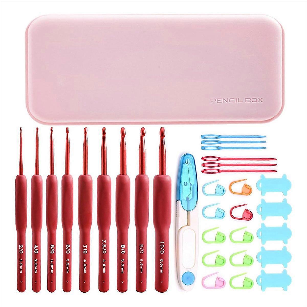 32PCS Crochet Hooks Set, Ergonomic Crochet Hooks with Case B