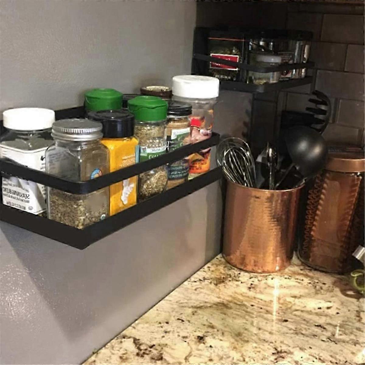 Magnetic Adsorption Rack, Spice and Condiment Storage Rack, White