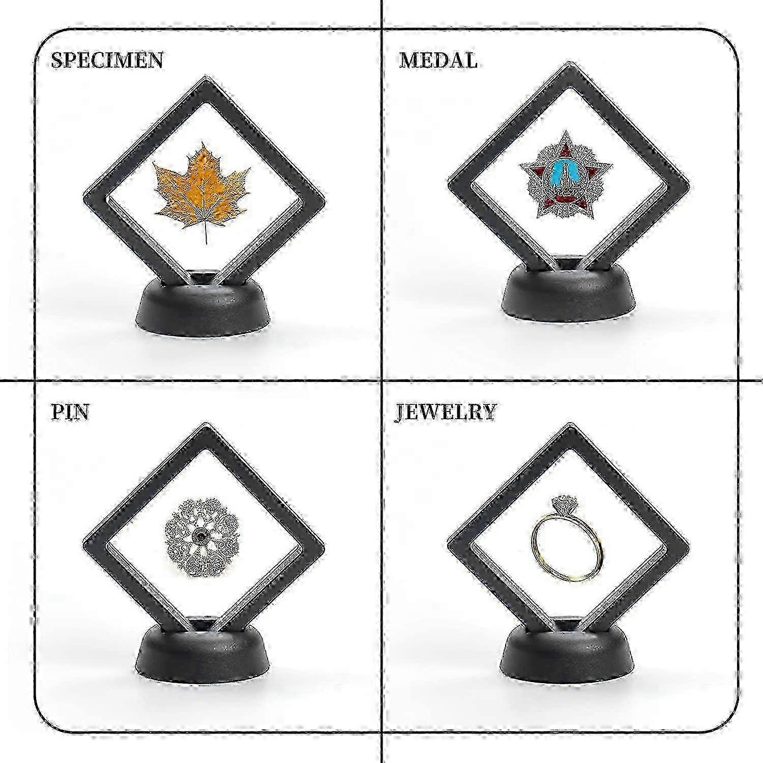 12 Pieces 3D Floors with Silicone Membrane and Transparent Coin Frame Floating Showcases (Black) - Best Seller for 2025