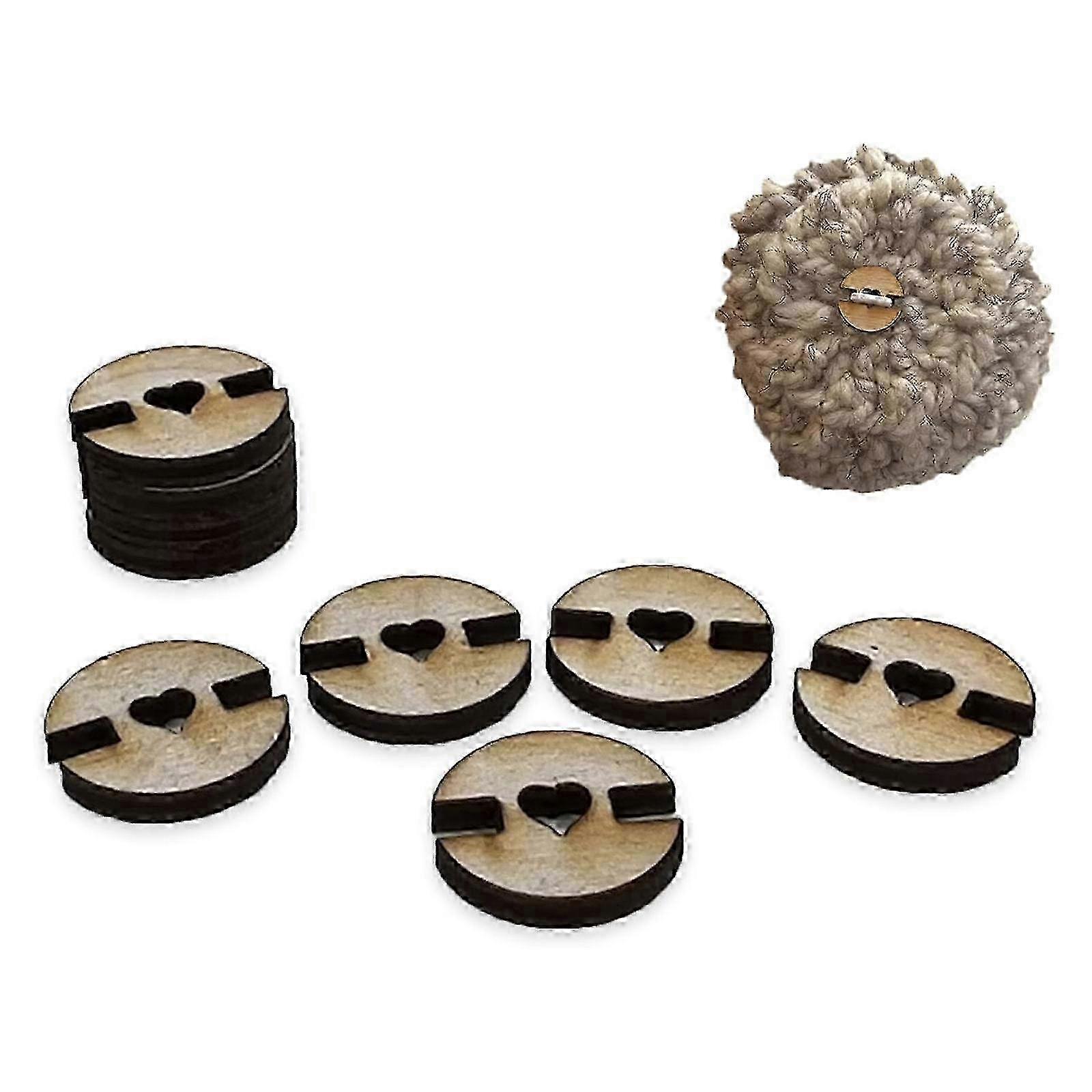 50 PCS Wooden Pom Pom Buttons for Hats - Knitting Fastener Tool Set 2025