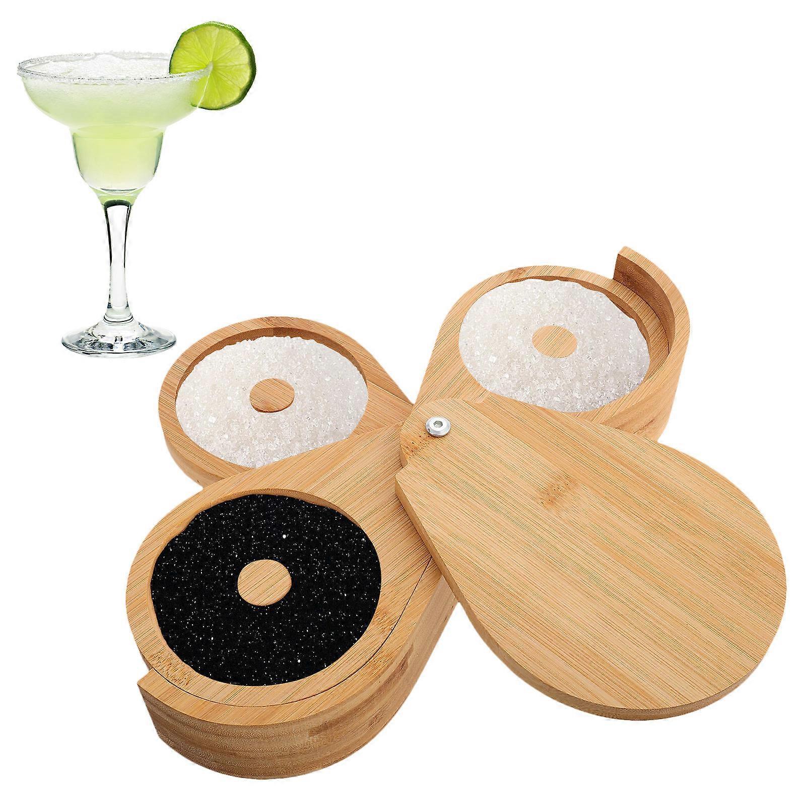 Kitchen Bamboo Salt Container Three Tier Spice Box