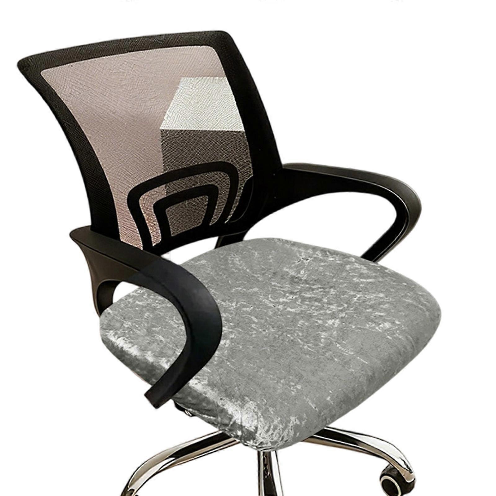 Velvets Effect Stretchy Chair Slipcovers With Elastic Edges Quick Installation Reusable Fabric Color  Light Grey