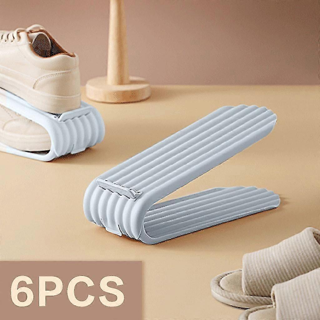 6pc Space-saving 2-layer Shoe Rack Shoe Adjustable Shoe Rack