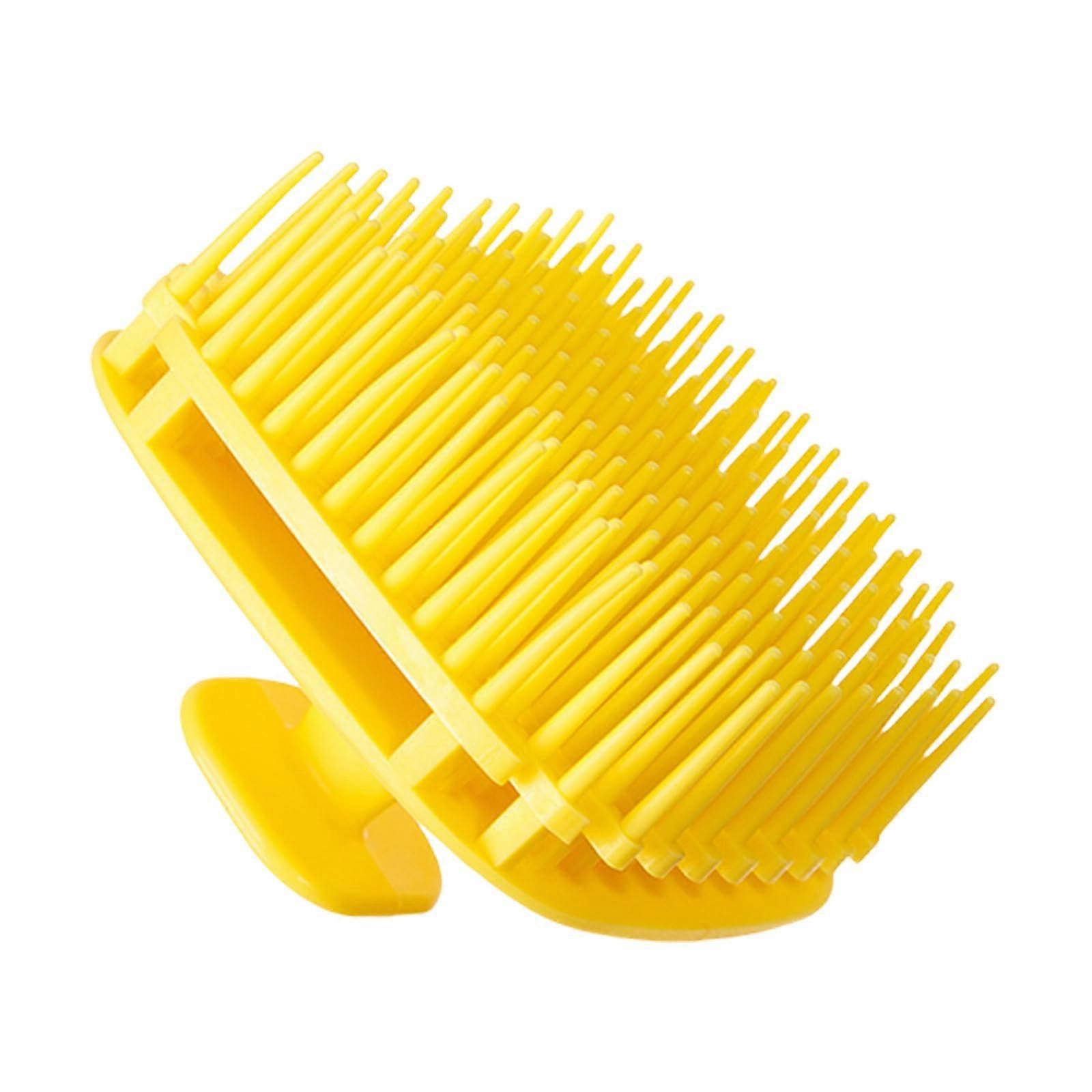 Portable Square Shower Brush For Dandruff Removal And Head Spa Ergonomic Scalp Cleanser Yellow