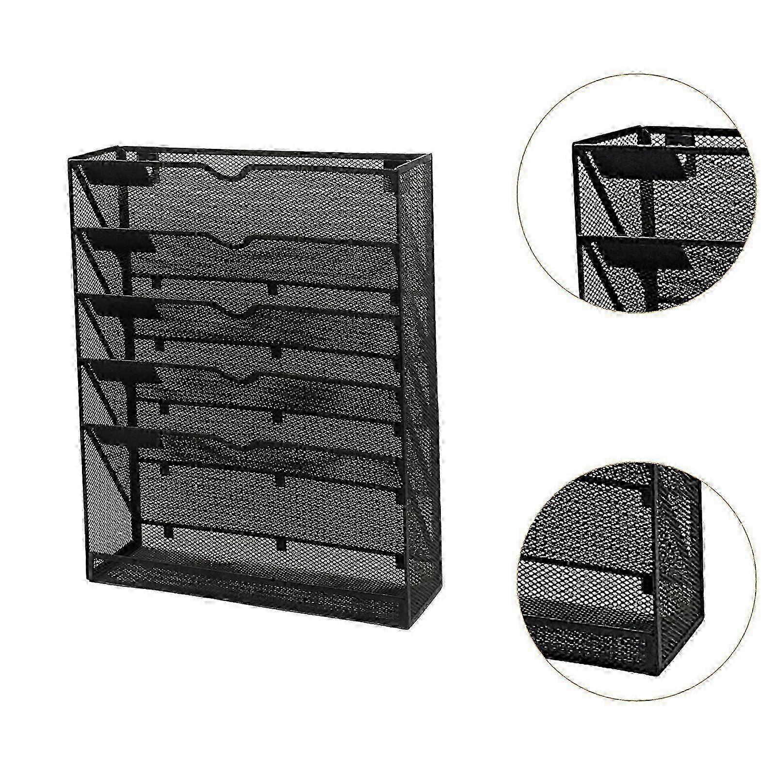 5 Pocket Wall File Holder Multipurpose Sturdy Vertical Storage Rack