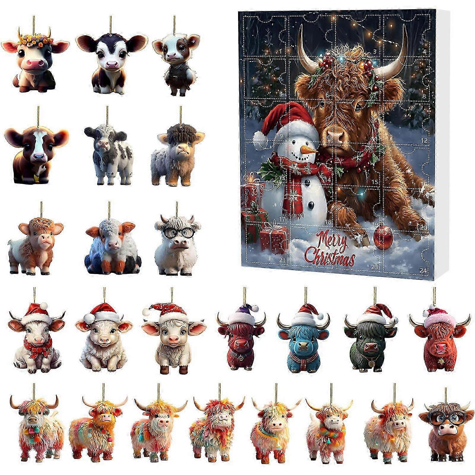 Christmas Countdown Calendar for Farm Theme - Yak Pattern Blind Box Decor