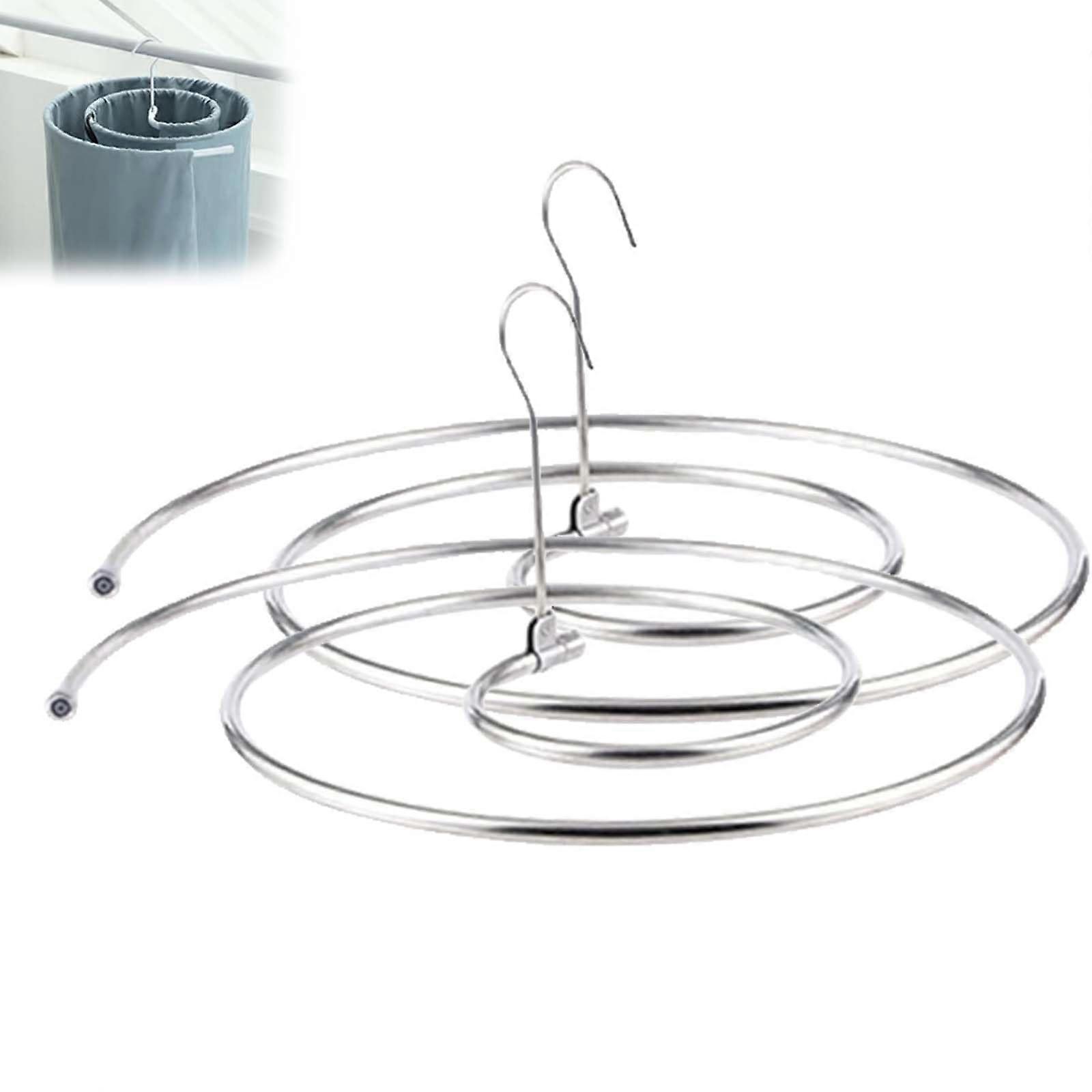 Spiral Clothes Drying Rack 18 Inch Stainless Steel Round Hanger, Rotating SpaceSaving Blanket Quilt Rack for Home, 2 Pack