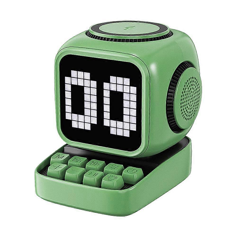 Retro Pixel Bluetooth Speaker 10W Immersive Audio 15W Magnetic Fast Wireless Charging Touch Control Digital Clock White Noise Sound Activated Lights
