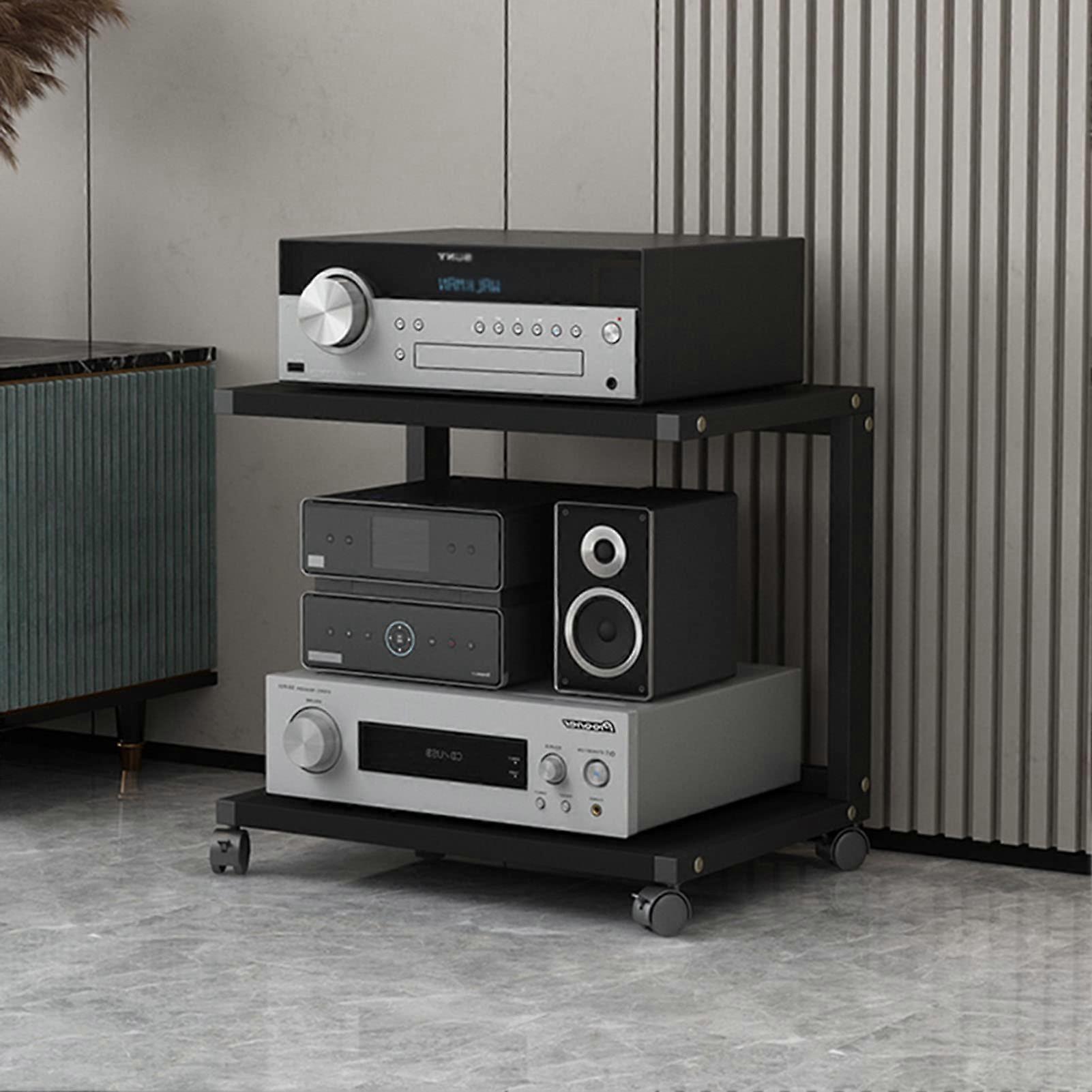 Home Amplifier Rack Projector Shelf, Audio Stand for DVD/CD Players, Wood Board and Metal Steel Frame, Color A, 35 Cm