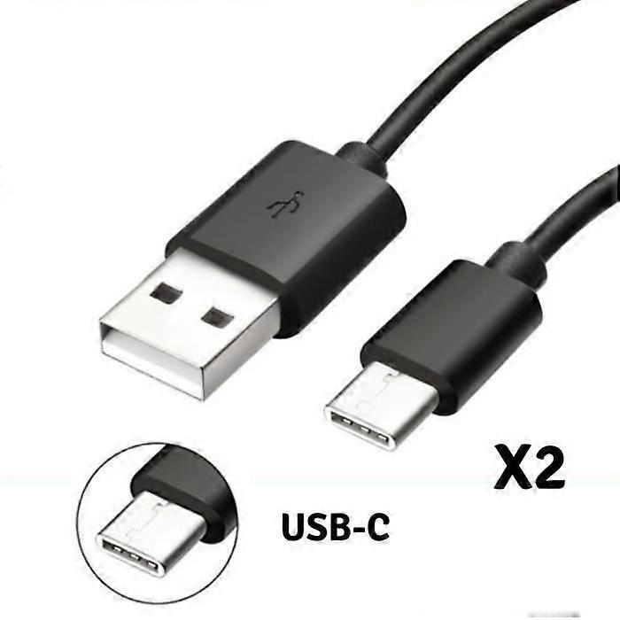 USB-C Cables - PHONILLICO - Compatible with Samsung Galaxy NOTE 8/9 - 1 Meter - Pack of 2 - Black