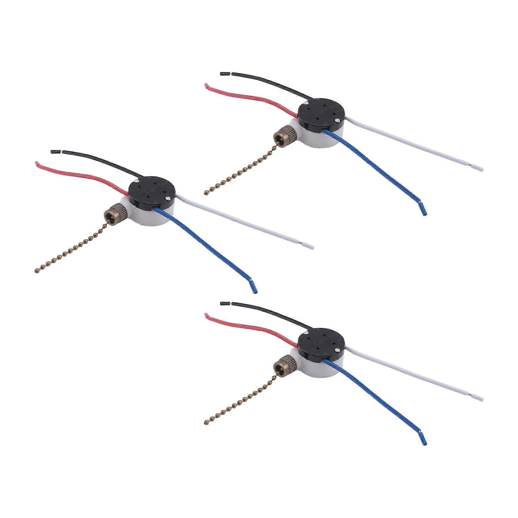 3 Pcs Ze-208S E89885 3 Speed 4 Wire Pull Chain Switch Ceiling Fan Light Switch Replacement Part,A