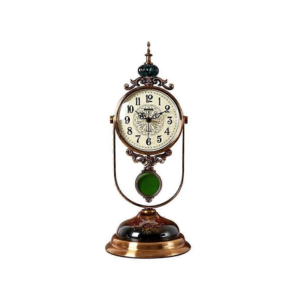 Artistic Glass Desk Clock with Large EasyRead Face Rustic Copper Table Clock for Living Room Decor