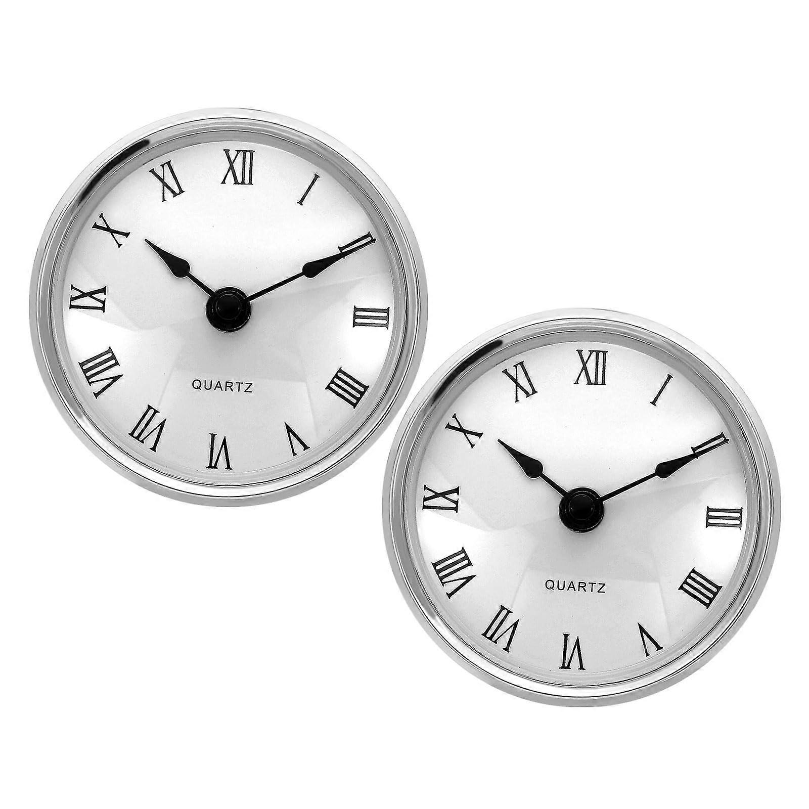 80mm Silent Quartz Clock Insert with Roman Numerals, 2 Pcs Round Mini Clock for DIY Replacement