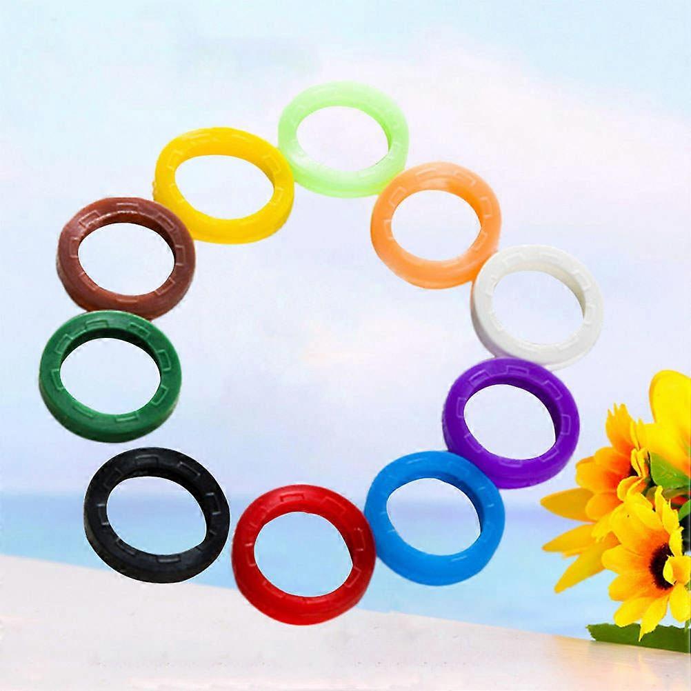32 stk Lyse fargede silikon Key Caps Ermet Ring Nøkkel Caps Elastisk nøkkel Tags Nøkkelidentifikator Koding Ringer (Blandet farge)