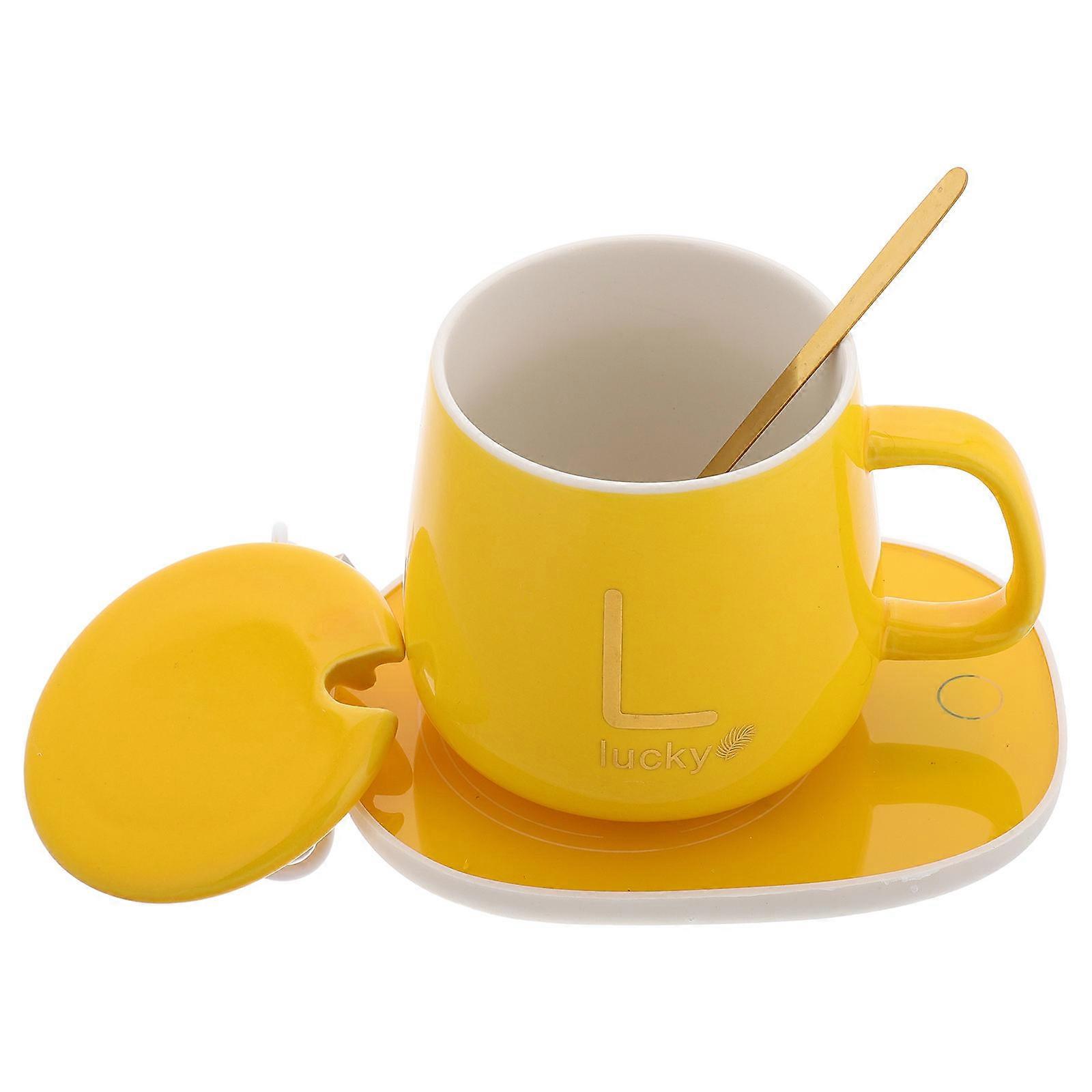 Constant Temperature Coffee Mug Warmer Set with Ceramic Cup USB Powered Heated Coaster 1Set