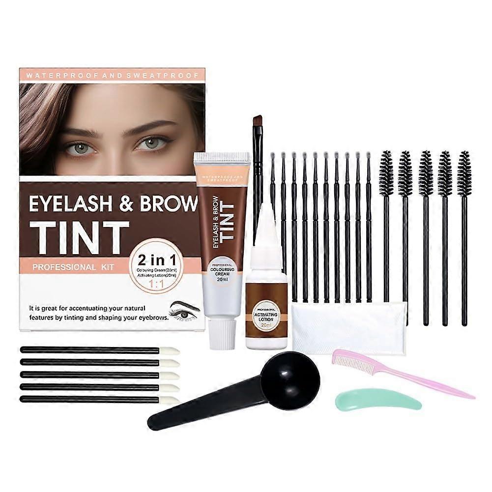 2 in 1 Eyebrow and Eyelash Tint Kit, Long Lasting Waterproof Lash and Brow Color Set with Tools, 03 Black