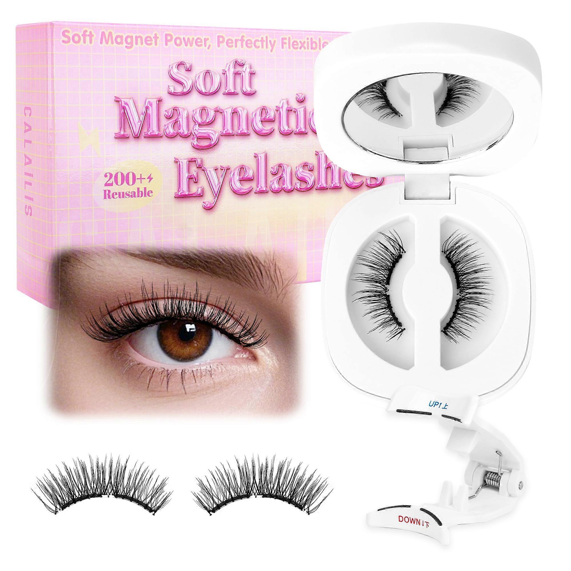 Magnetic Eyelashes with Applicator, Upgraded Hold, Natural Wispy Look, Reusable No Glue RC03