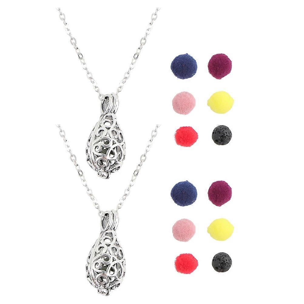 Hollow Ball Diffuser Necklace for Women with Aromatherapy Function 2Sets