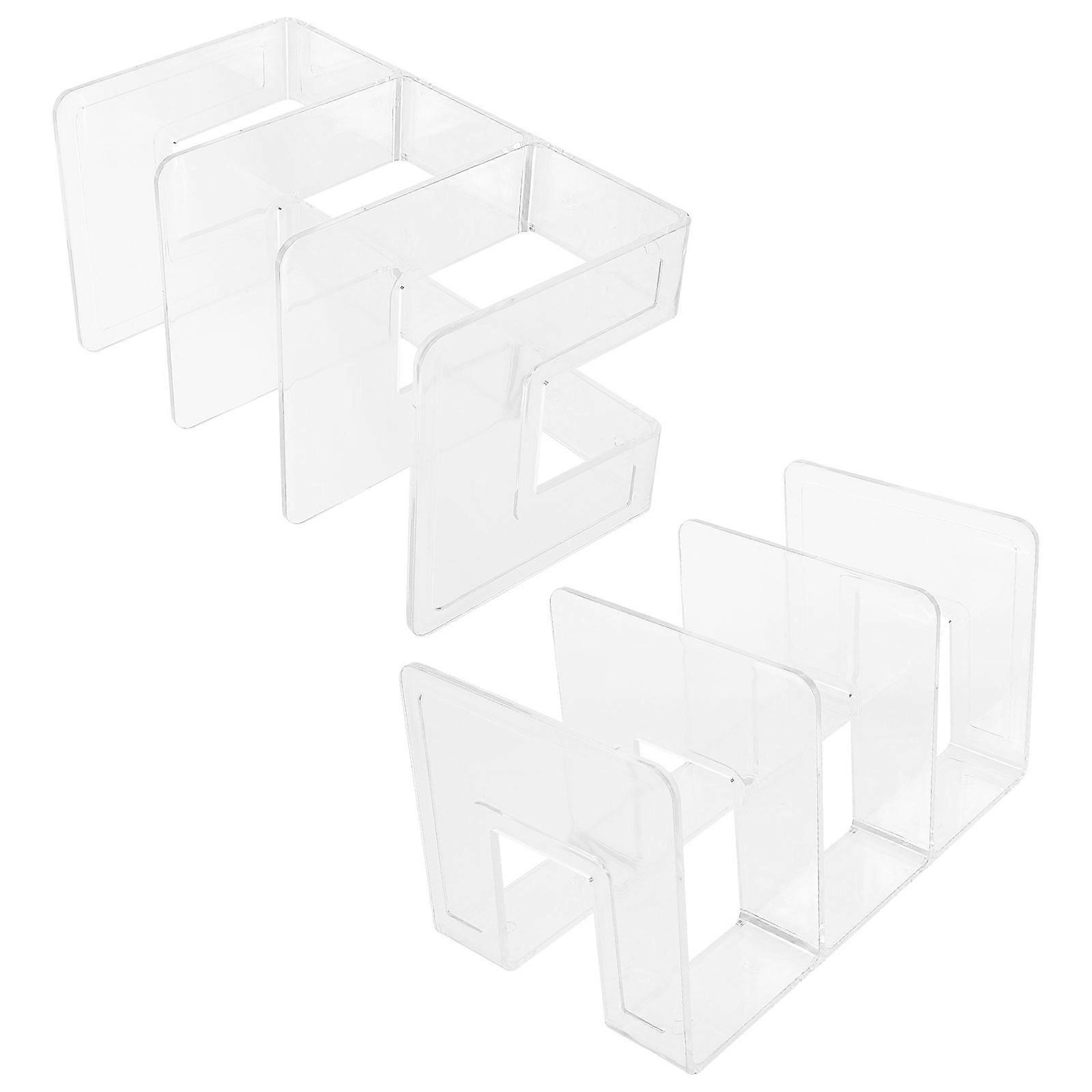 Bookend Acrylic for Storage 2Pcs Transparent Tabletop Book Organizer