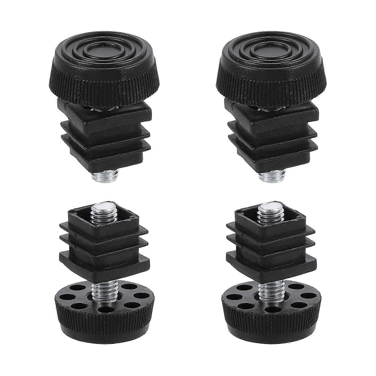 Adjustable Furniture Leveling Feet Set of 4, 20x20mm Square Inserts for Tables and Chairs, Black
