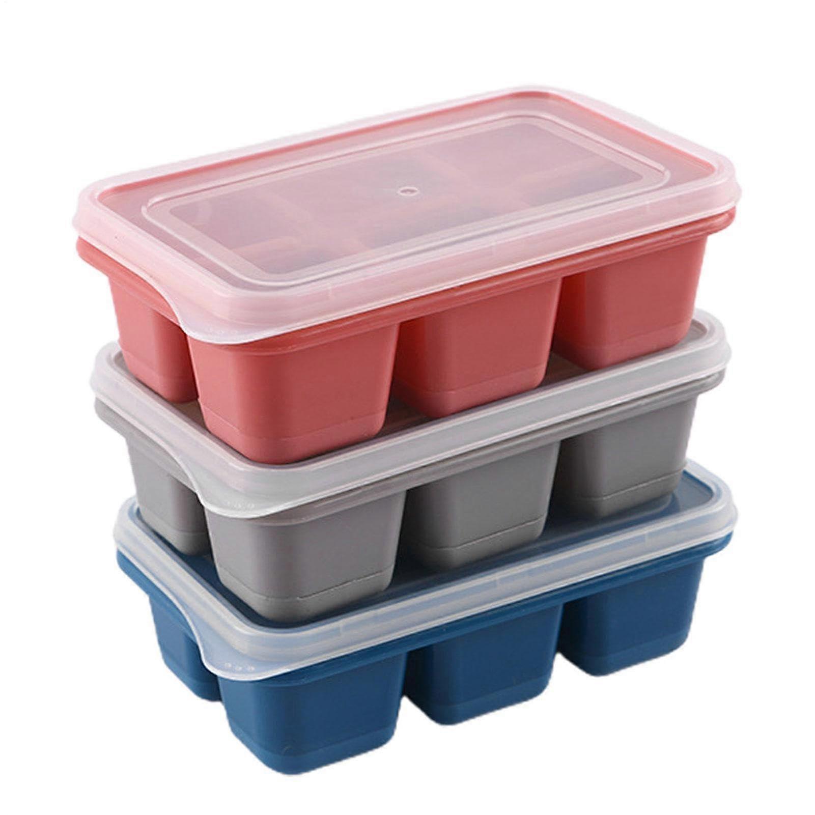 Ice Cube Tray with Lid, Large Silicone Mould for Cocktails, Easy Release Food Grade 3PC Set