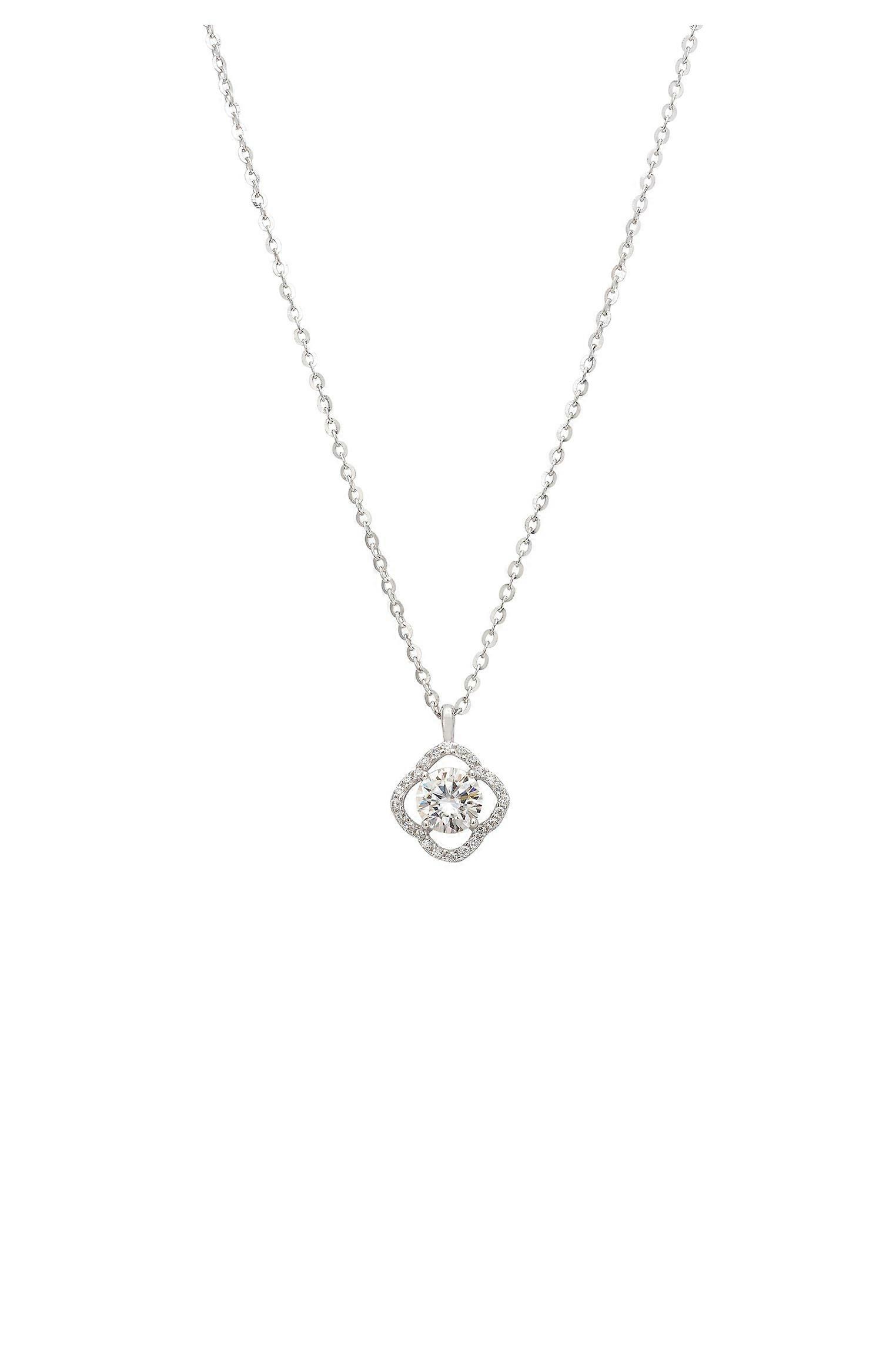 Floating Solitaire Moissanite Necklace Silver